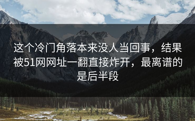 这个冷门角落本来没人当回事，结果被51网网址一翻直接炸开，最离谱的是后半段