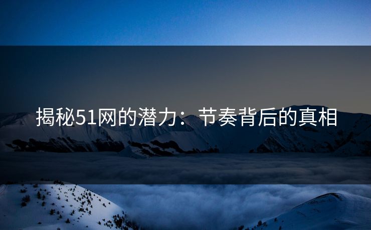 揭秘51网的潜力：节奏背后的真相