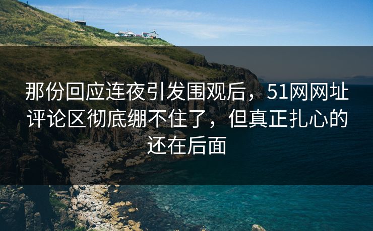 那份回应连夜引发围观后，51网网址评论区彻底绷不住了，但真正扎心的还在后面